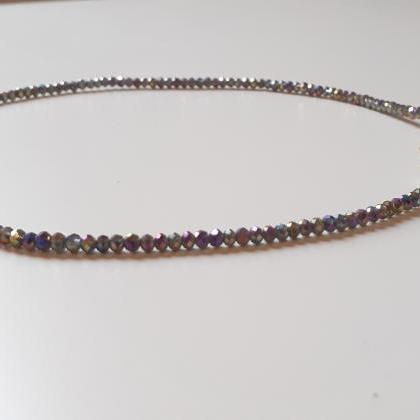 Choker, Faceted Czech Crystals Necklace, Gemstone..