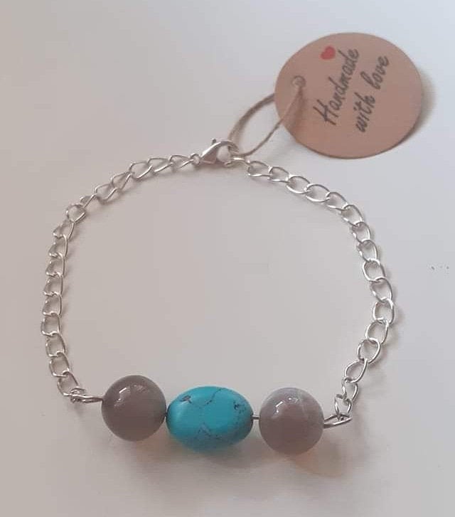 Bracelet Made Of Stones Agate And Turquoise