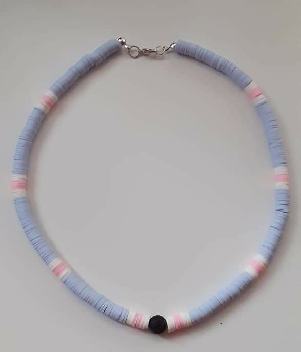 Disc/flat Round Polymer Clay Beads Necklace, Gemstone Agate, Necklace Heishi Beads, Boho Necklace