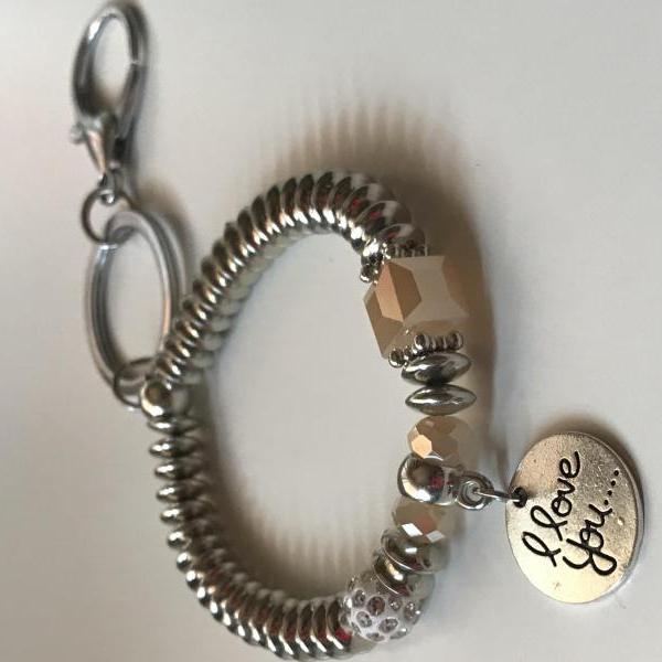 Keychain bracelet, Keychain, Keychain wristlet, Personalized Gifts, Keychain I love you, Gift for her, Gift for birthday, Unique Keychain